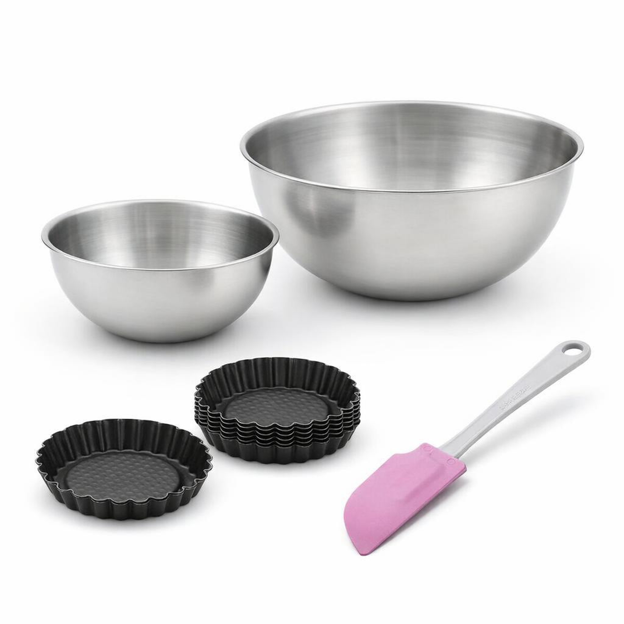 ZENKER Set de 9 ustensiles de pâtisserie 6 moules à gâteaux 2 bols et 1 spatule black mettallic black mettallic zenker  black mettallic