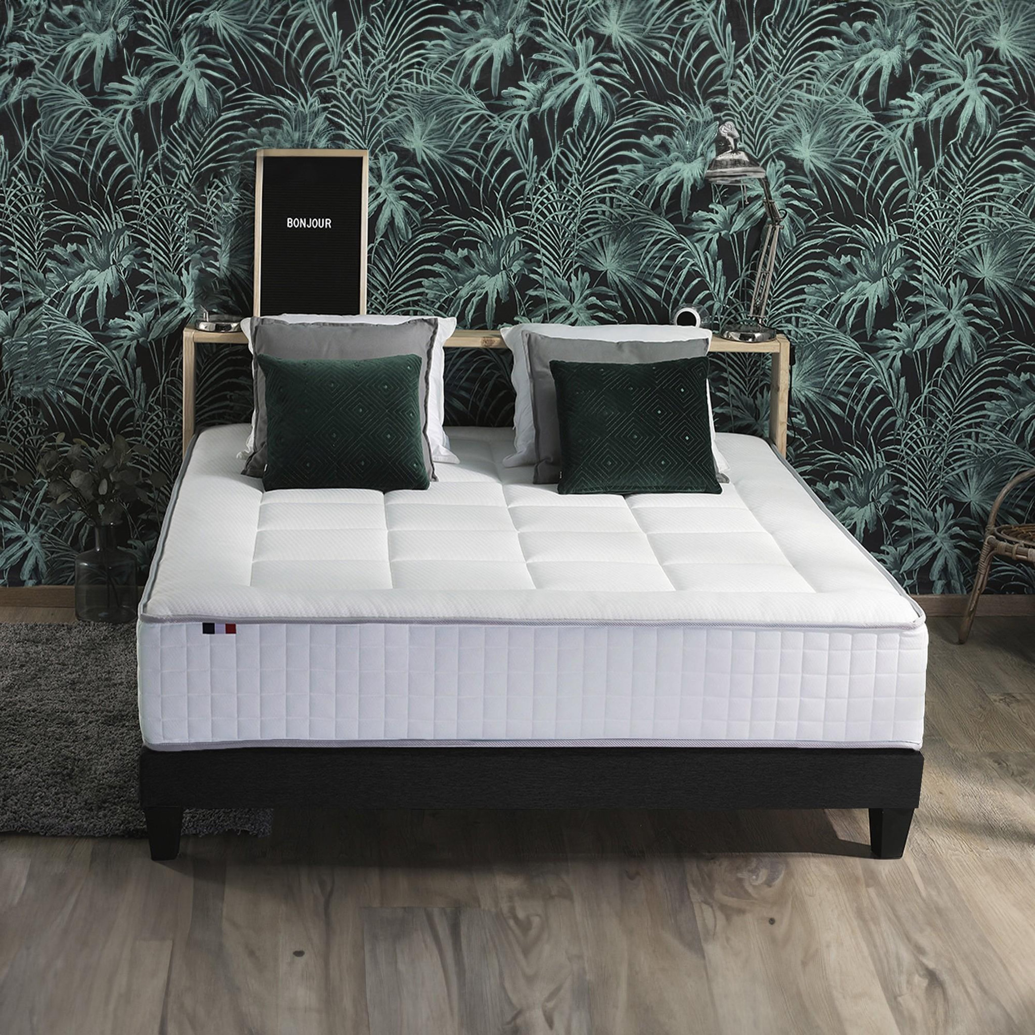 Voir la diapositive 6 : IDLITERIE Ensemble matelas ressorts 7 zones h28cm + sommier palacio fabrication francaise 160 x 200 cm