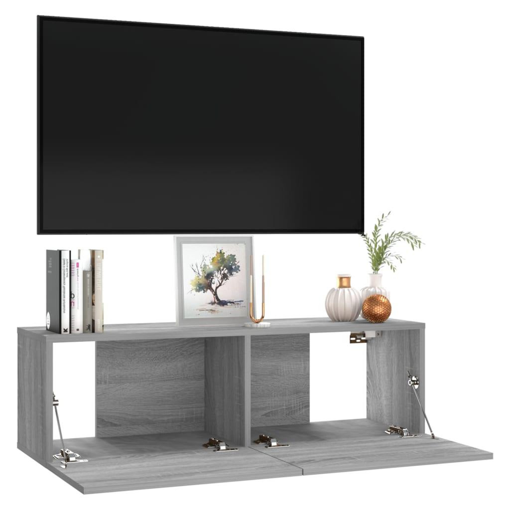 Voir la diapositive 4 : VIDAXL Armoire murale TV Sonoma gris 100x30x30 cm Bois d'ingenierie