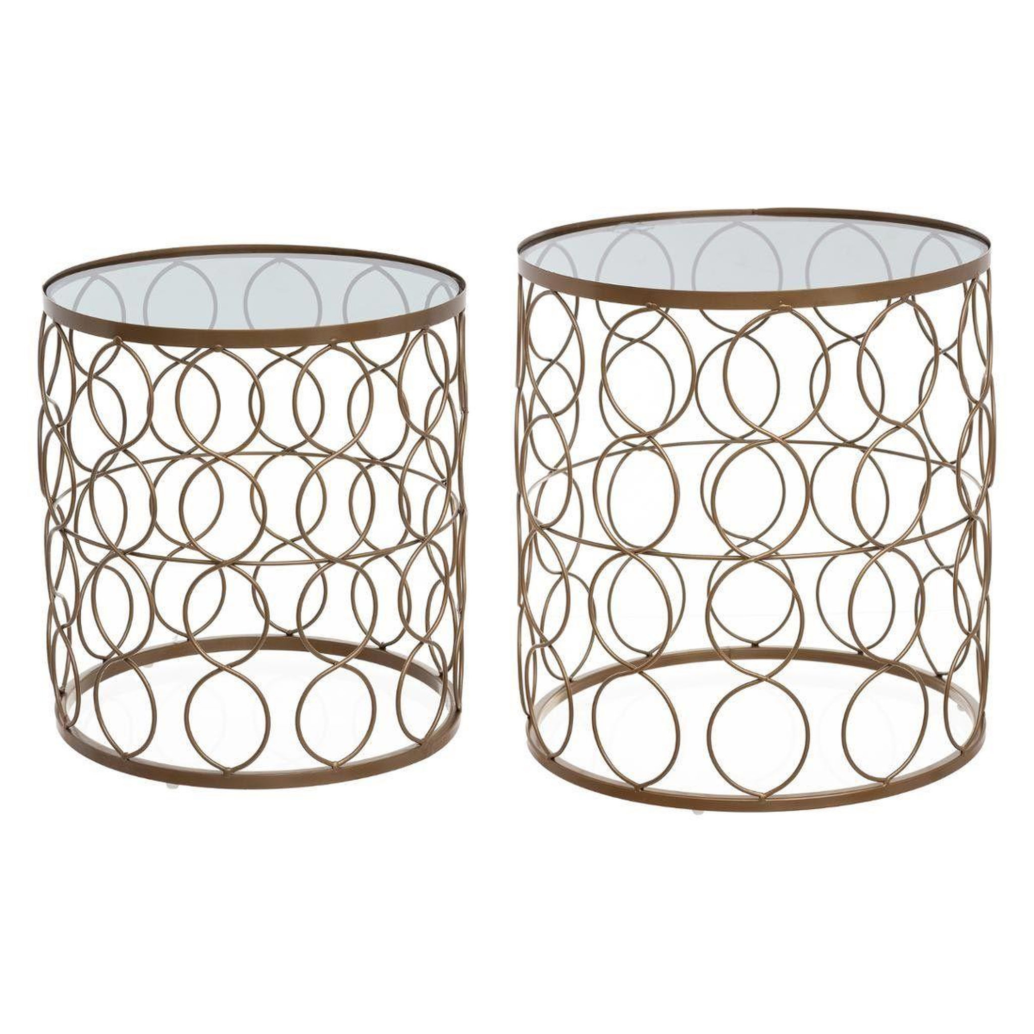 Voir la diapositive 1 : ATMOSPHERA Lot de 2 Tables d'Appoint Design  Archi  44cm Or