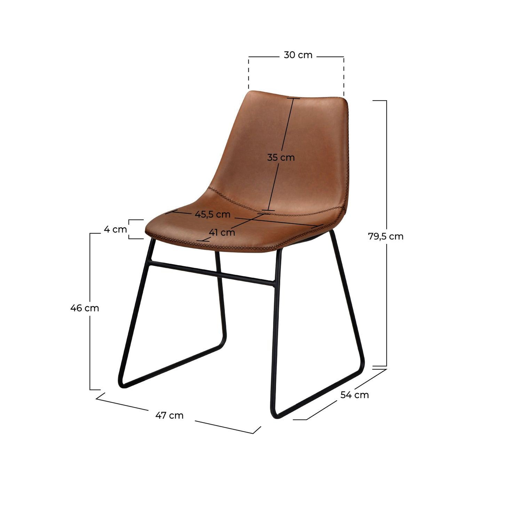 Voir la diapositive 4 : MAISON PAVANE Lot de 2 chaises en cuir synthétique marron-gaspard