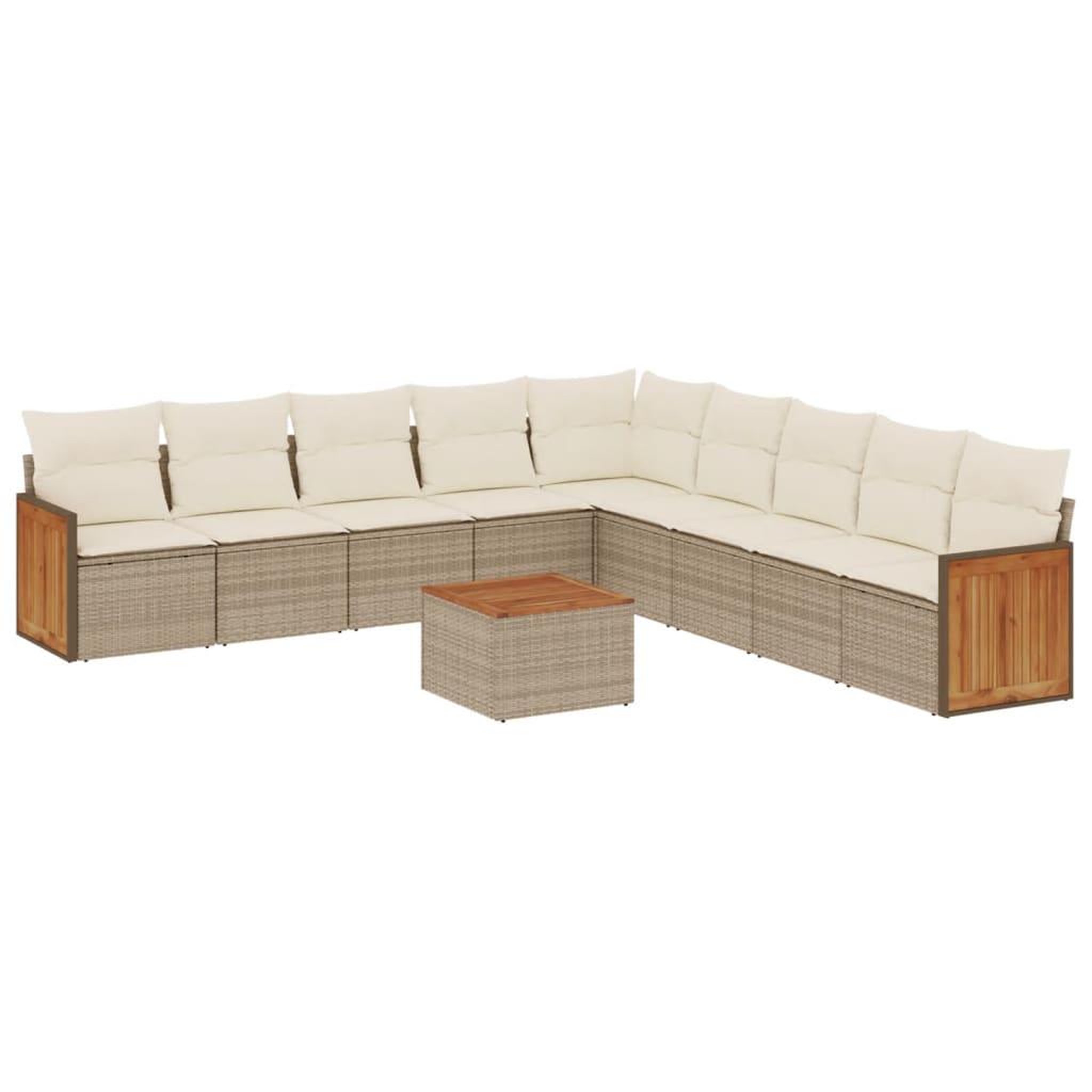 Voir la diapositive 2 : VIDAXL Salon de jardin avec coussins 10 pcs beige resine tressee