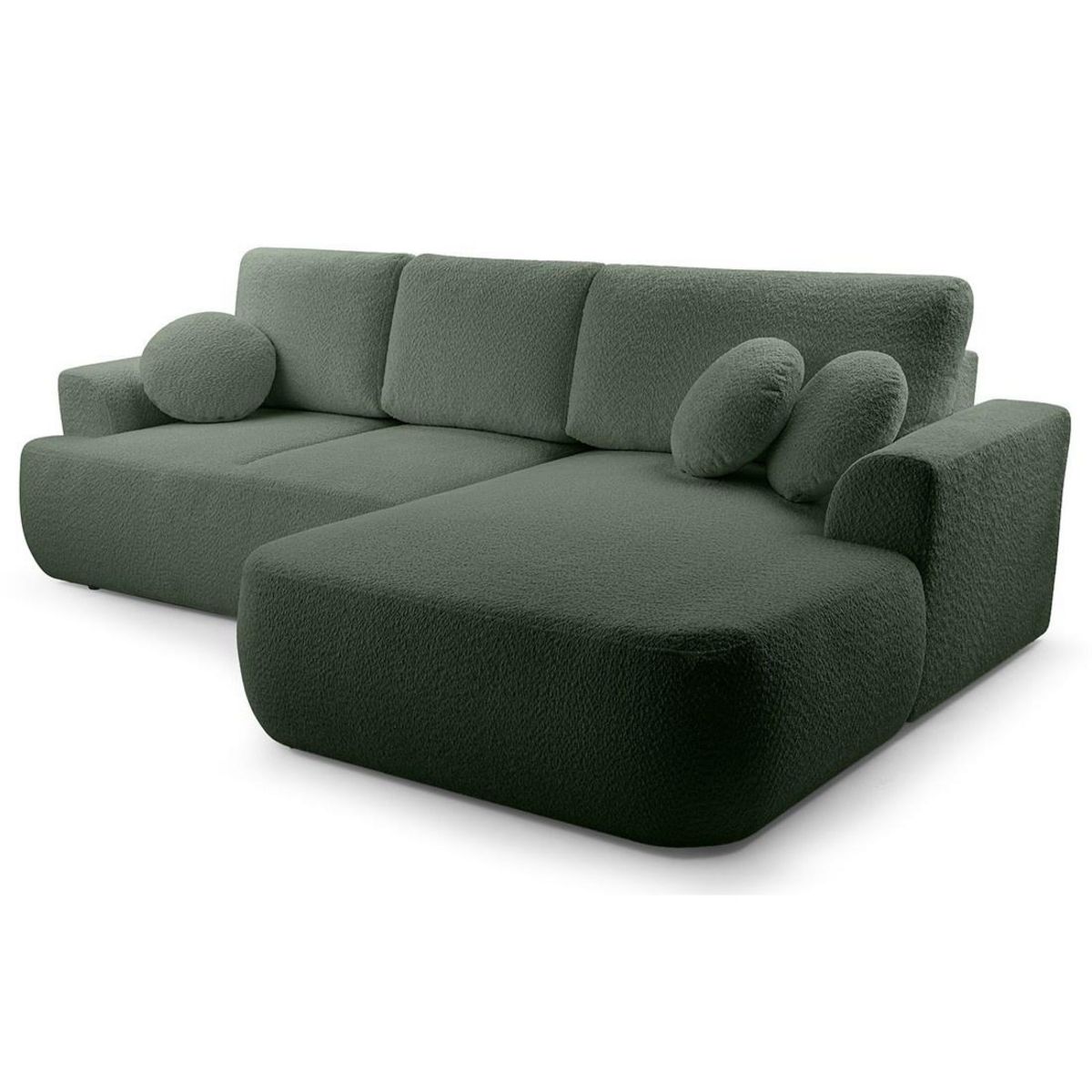 BEST MOBILIER Candela - canapé d'angle droit 4 places - convertible avec coffre - en tissu bouclette