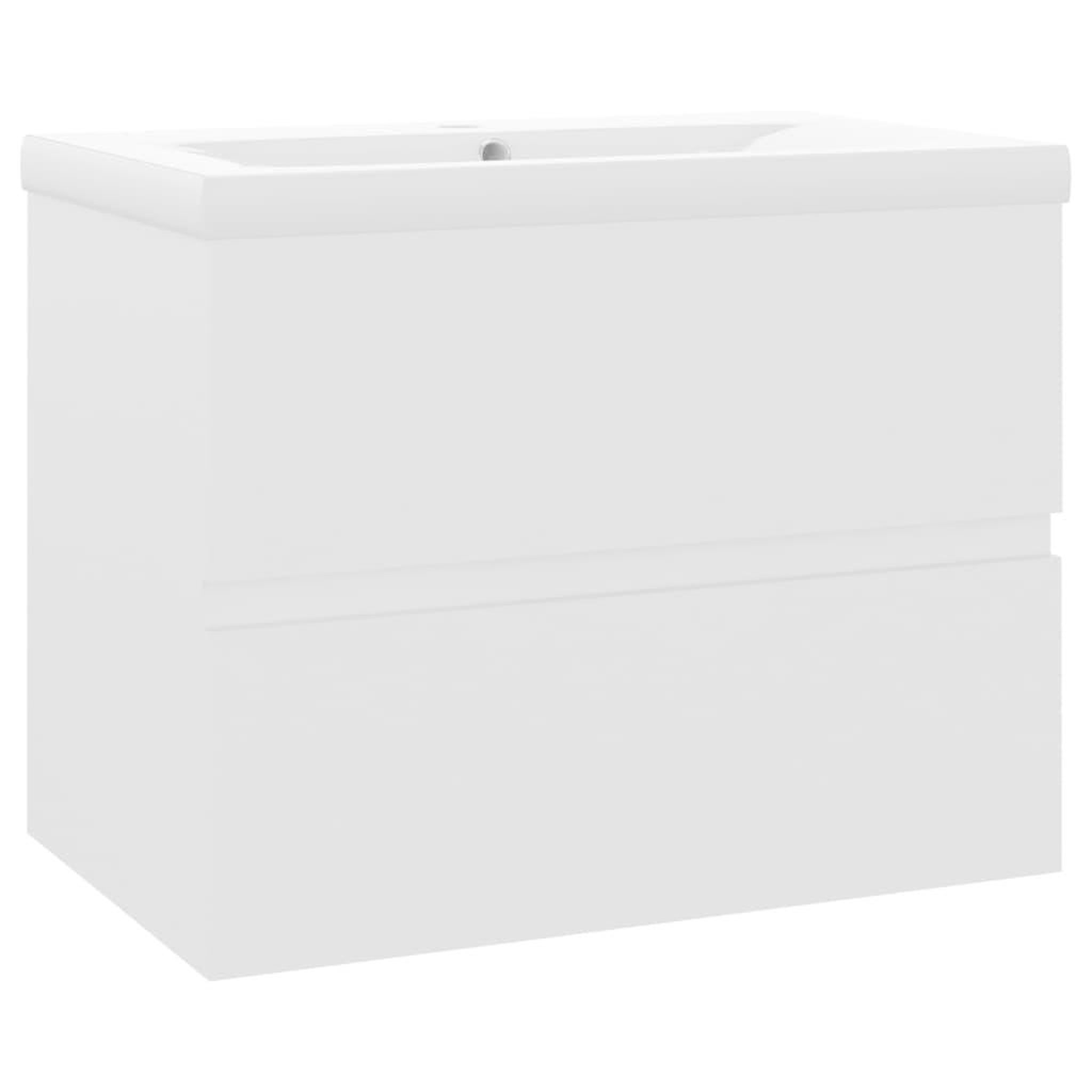 Voir la diapositive 2 : VIDAXL Armoire d'evier avec lavabo integre Blanc Bois d'ingenierie