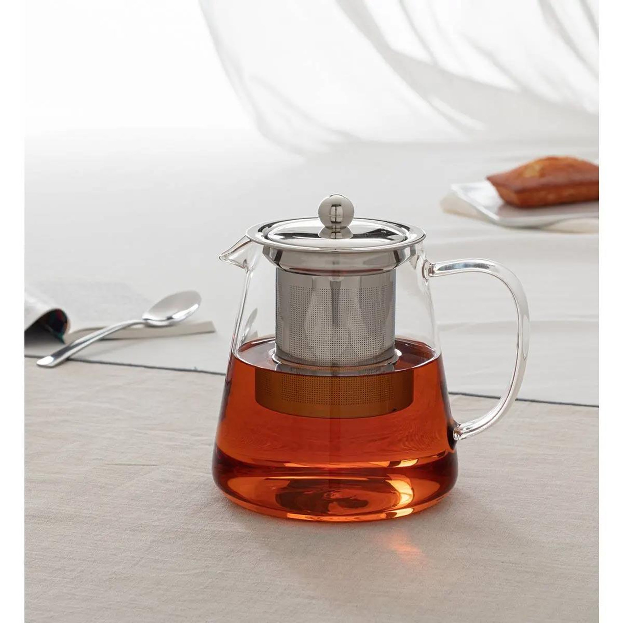 Voir la diapositive 2 : SECRET DE GOURMET Théière en verre avec filtre  tea  0,8l argenté