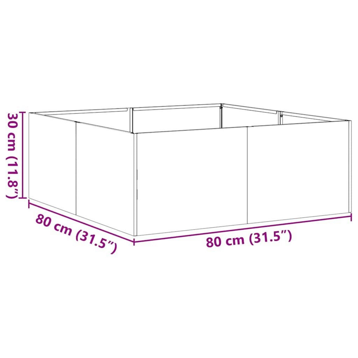 VIDAXL Jardiniere 80x80x30 cm acier galvanise