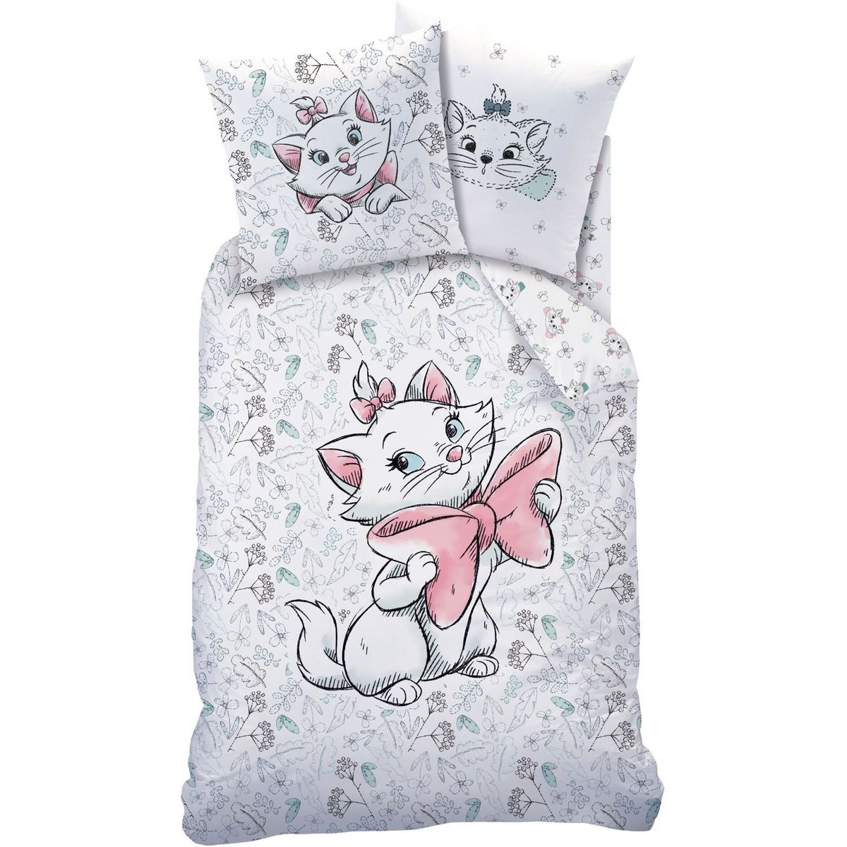 ARISTOCHAT Parure housse de couette enfant en coton 57 fils imprimée ARISTOCHATS FLORALIE