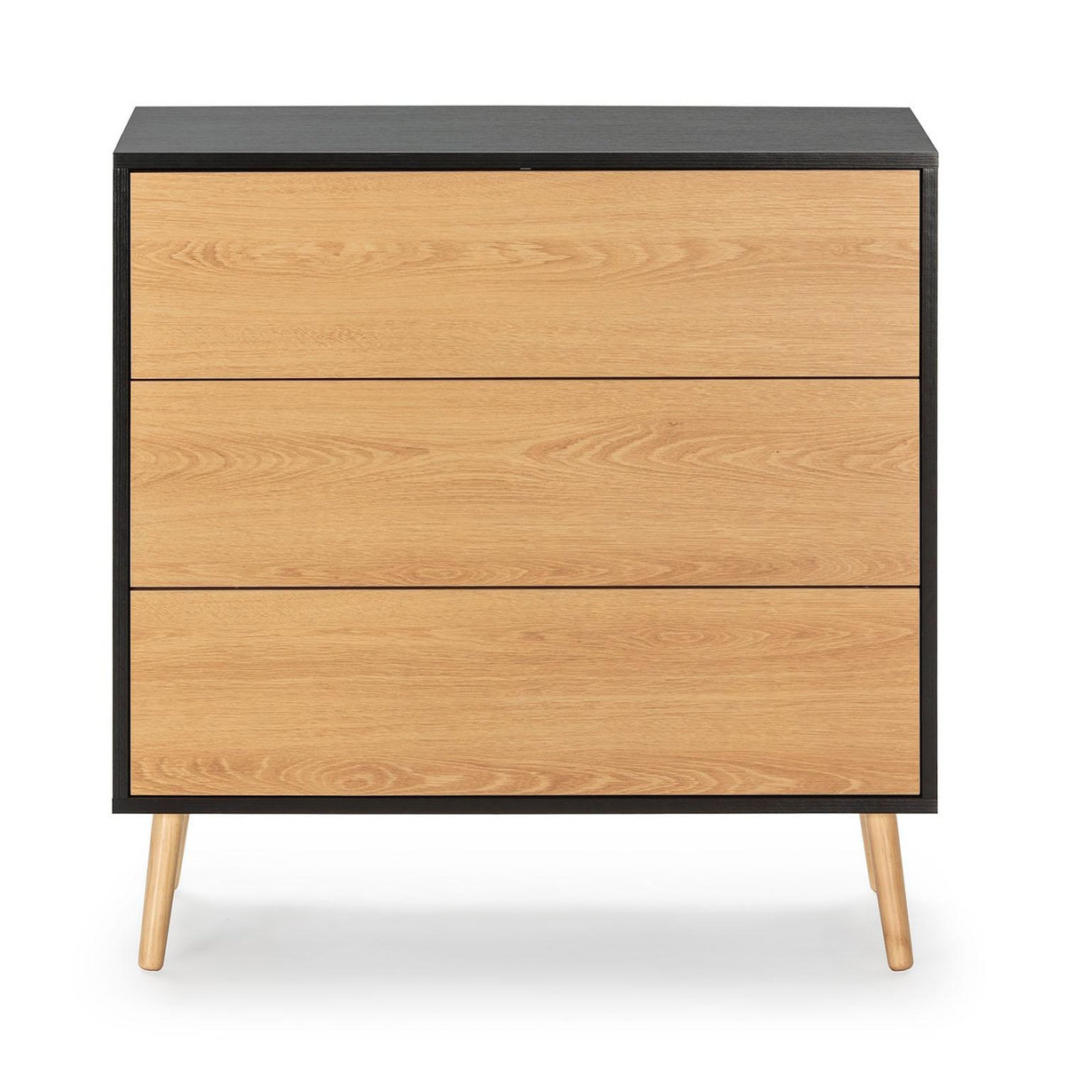 VS VENTA-STOCK Commode Apolo 3 tiroirs Couleur Noir/Bois