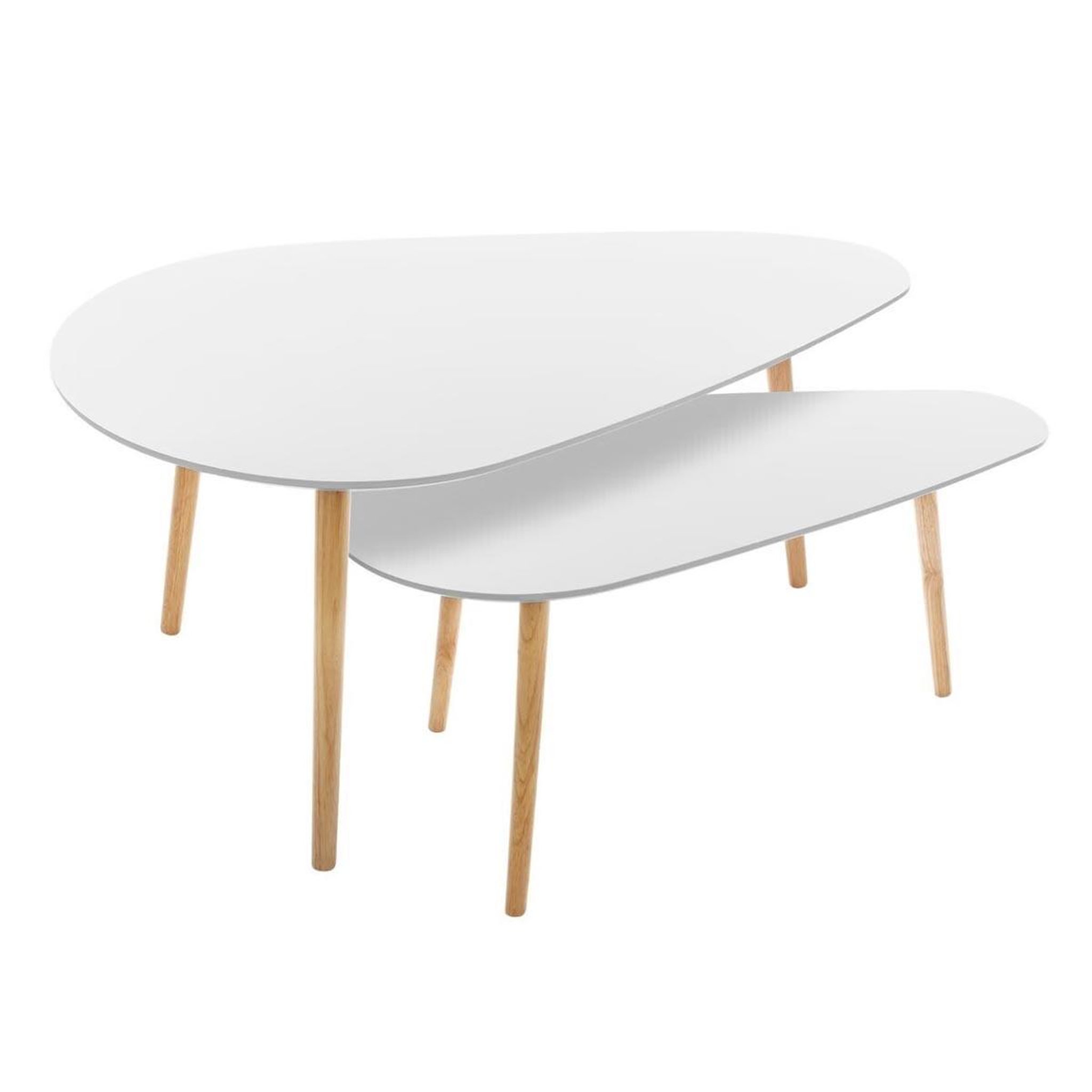 ATMOSPHERA Lot de 2 tables à café en bois  mileo  98cm blanc