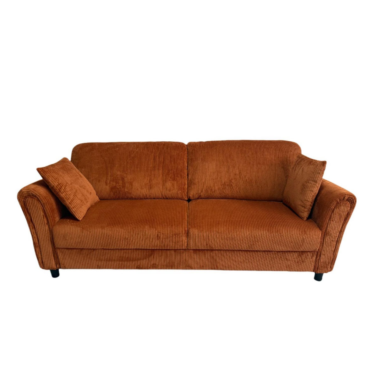 CONCEPT USINE Canapé droit 4 places en velours côtelé terracotta LUCERNE