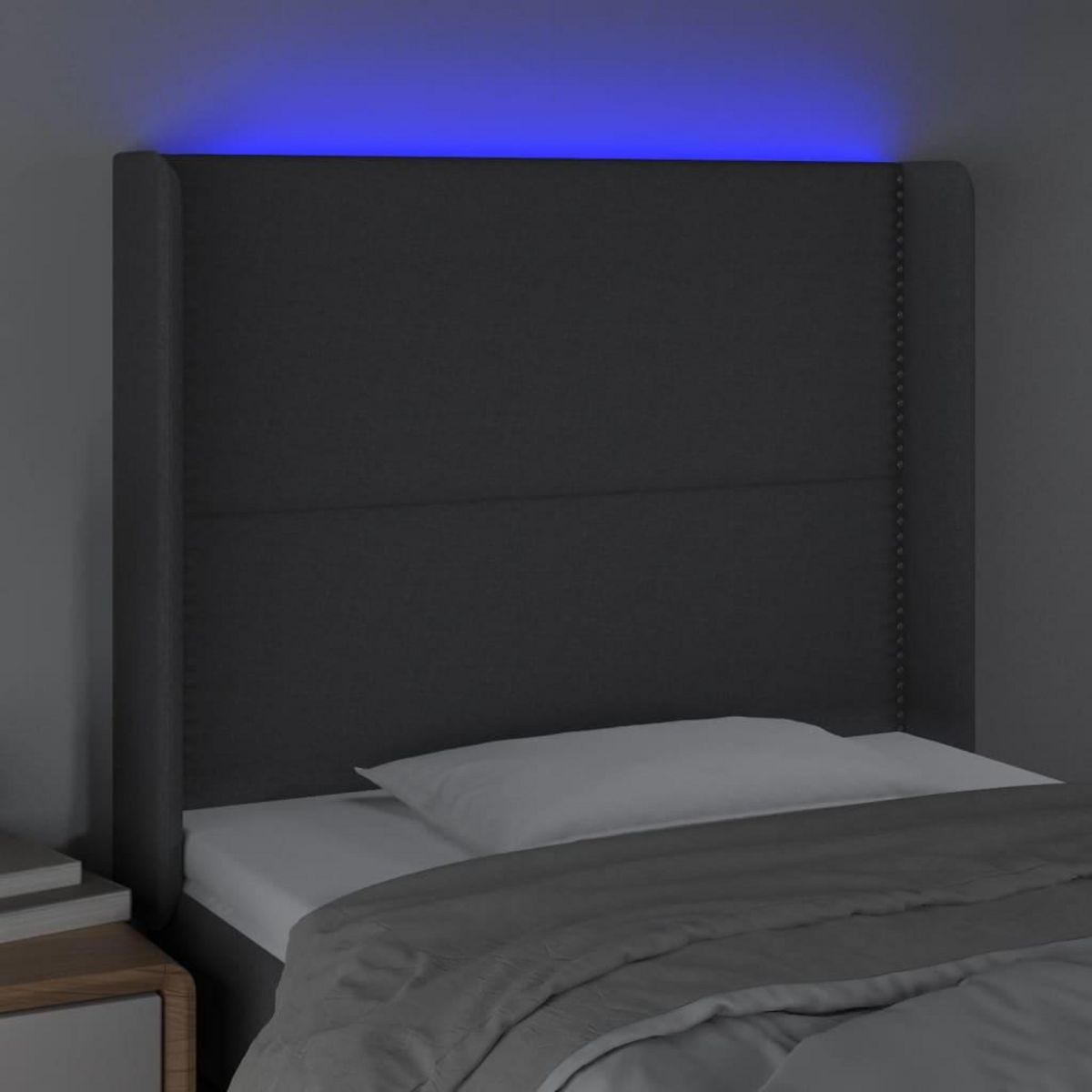 VIDAXL Tete de lit a LED Gris fonce 93x16x118/128 cm Tissu