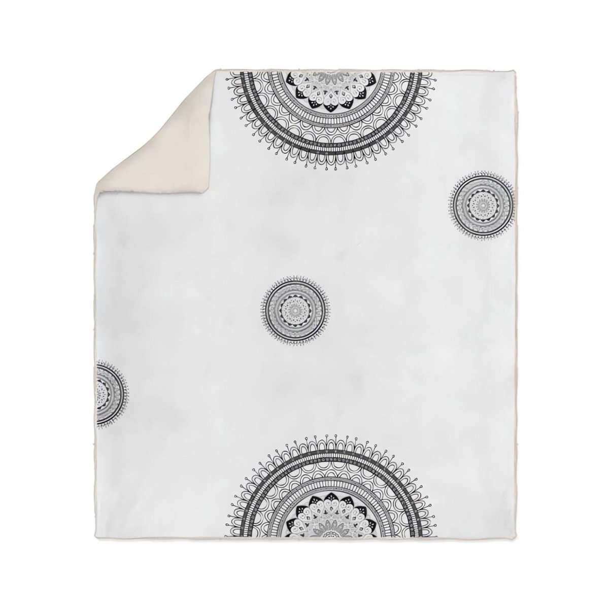 SOLEIL D'OCRE Plaid polaire sherpa microfibre imprimé 110x170 cm MANDALA gris, par Soleil d'ocre