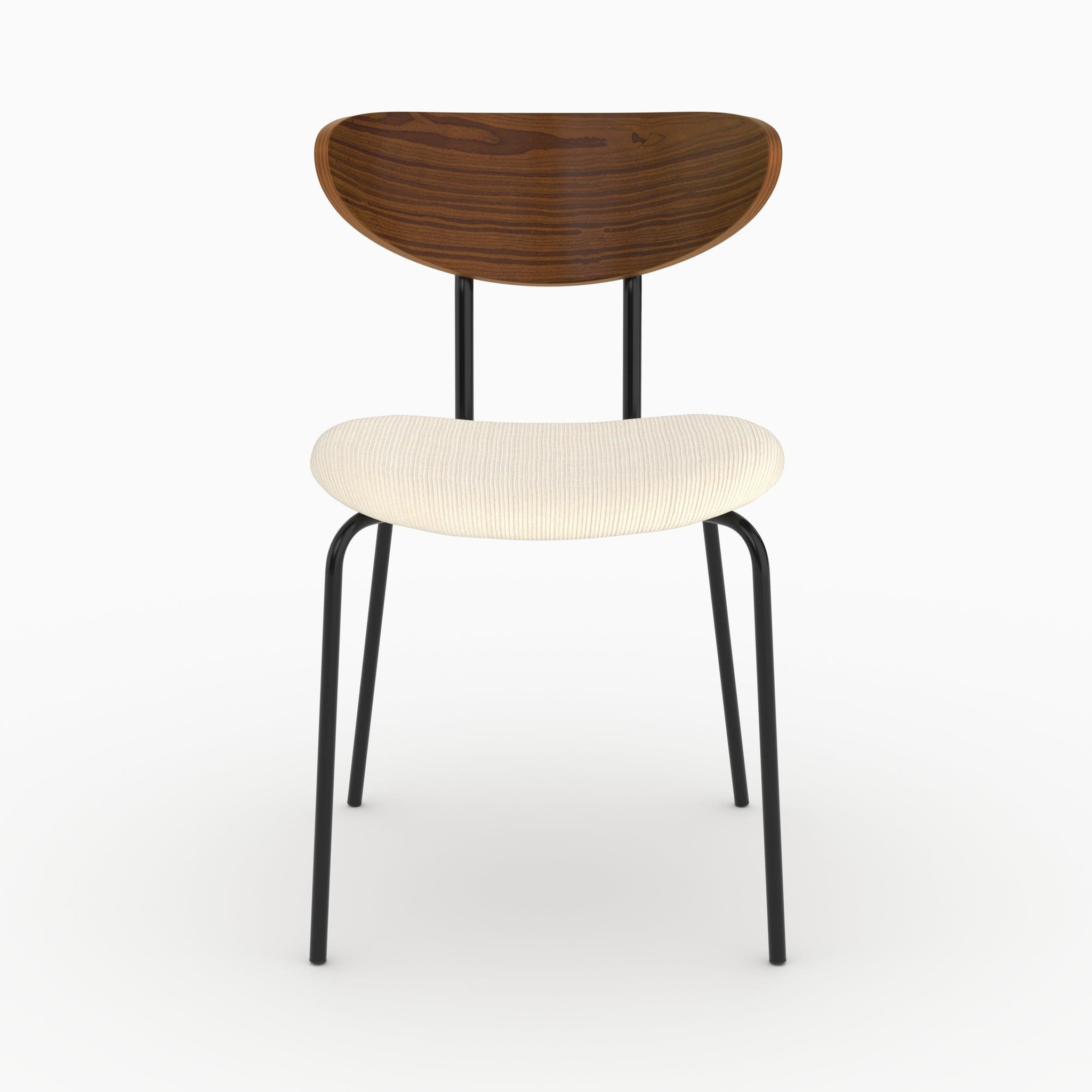 Voir la diapositive 5 : MAISON PAVANE Lot de 2 chaises en velours côtelé blanc crème et dossier en bois-jade