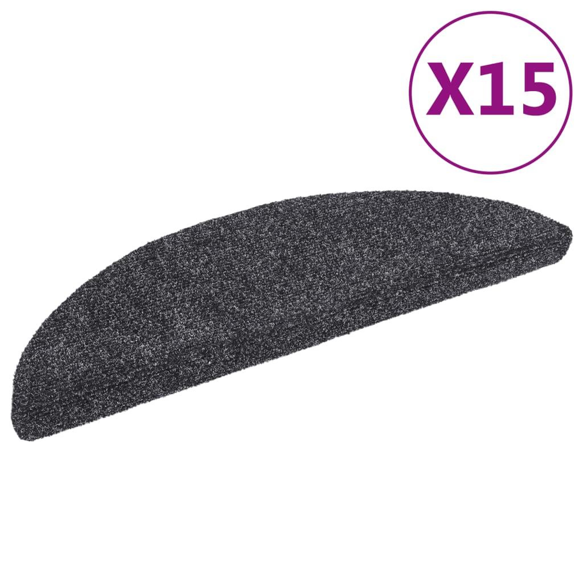 Voir la diapositive 2 : VIDAXL Tapis d'escalier auto-adhesif 15 pcs 56x17x3 cm Gris fonce