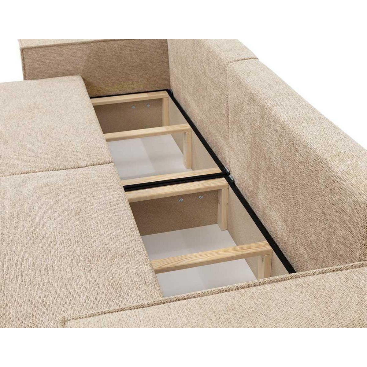 BEST MOBILIER Cezanne - canapé droit 3 places convertible avec coffre en tissu texturé