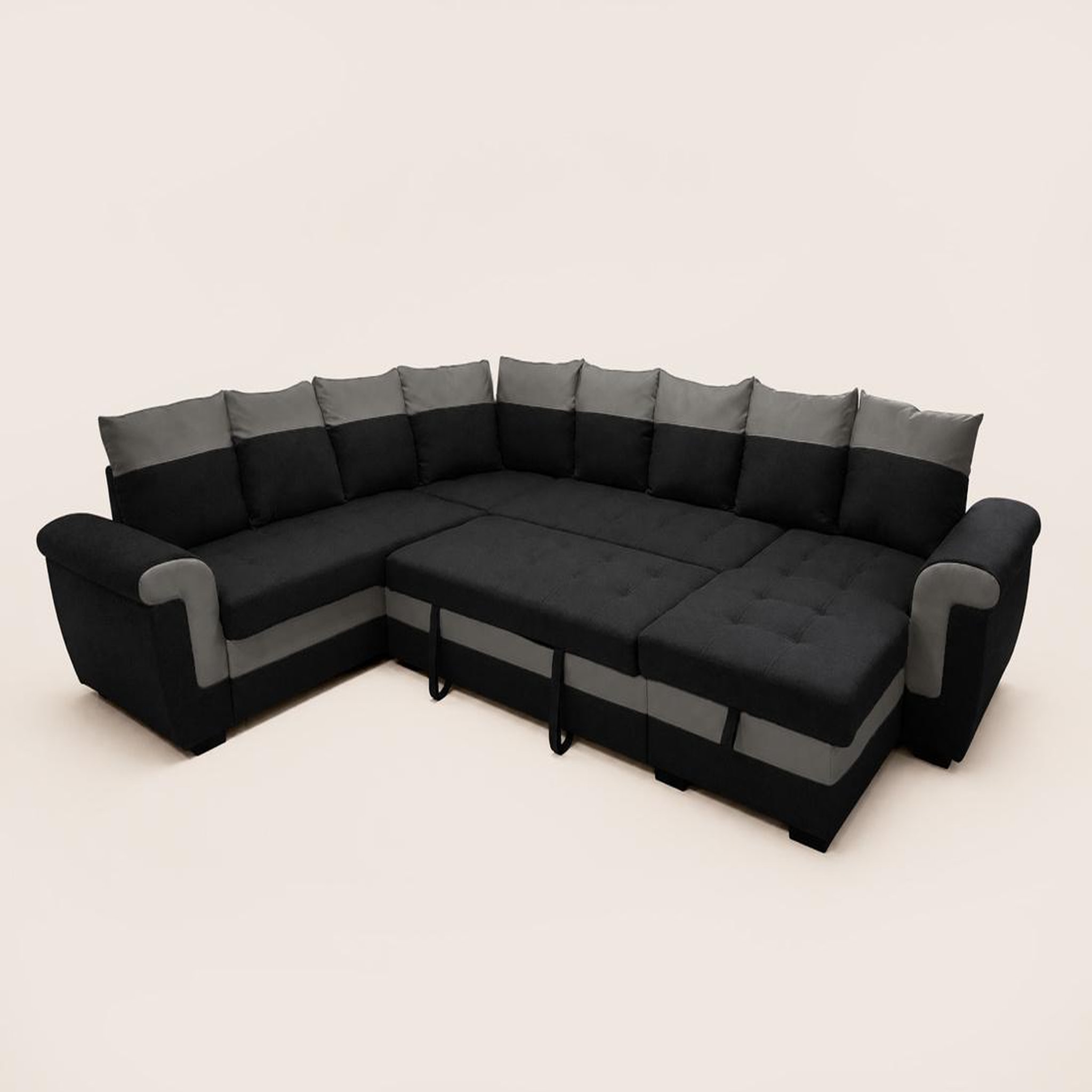 Voir la diapositive 4 : BEST MOBILIER Henry - canapé panoramique d'angle réversible - 7 places - convertible avec coffre - en tissu et pu