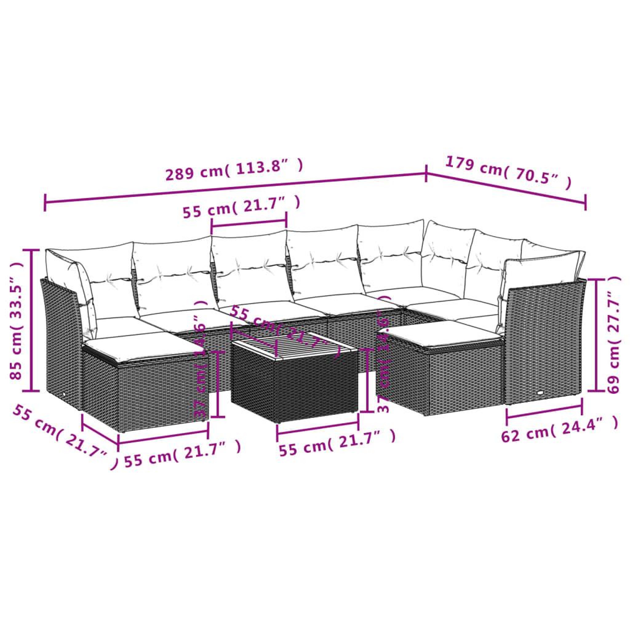 Voir la diapositive 3 : VIDAXL Salon de jardin avec coussins 10 pcs beige resine tressee