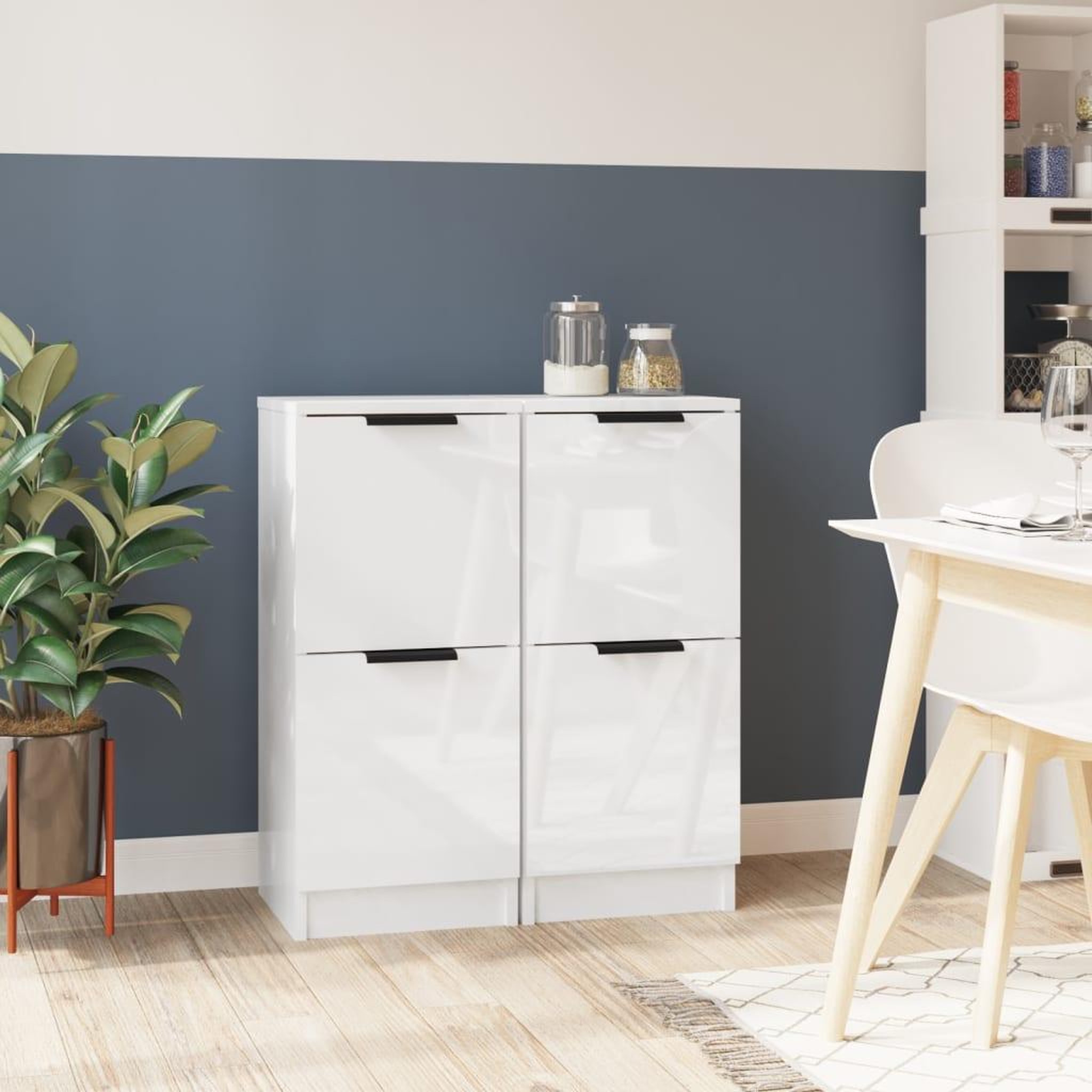 VIDAXL Buffets 2 pcs Blanc brillant 30x30x70 cm Bois d'ingenierie