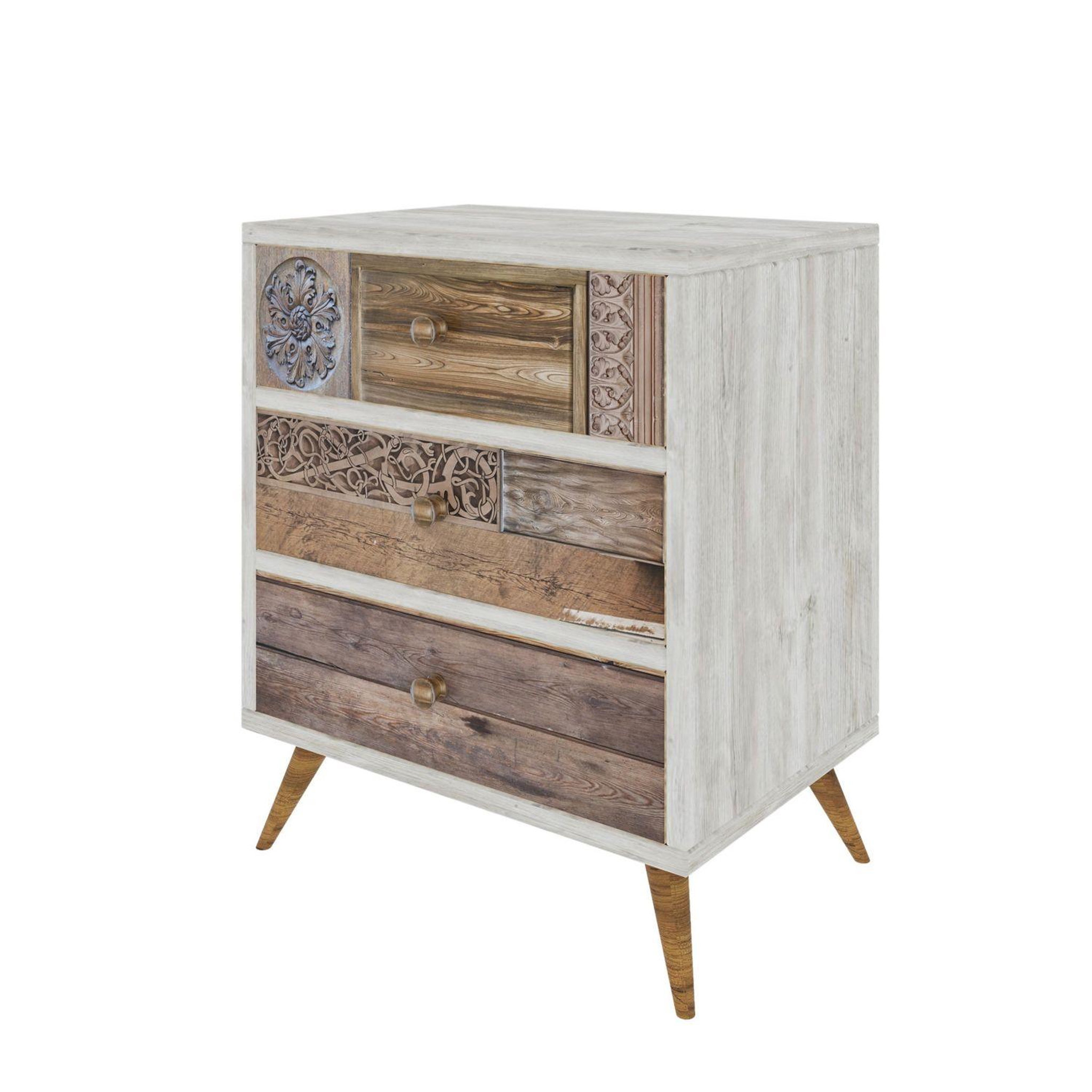 TOILINUX Commode liza - blanc et marron