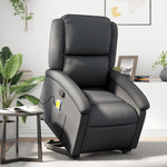 VIDAXL Fauteuil inclinable de massage noir cuir veritable