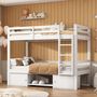 Voir la diapositive 4 : MERAX Lit superposé 90x200cm bois et mdf coloris blanc