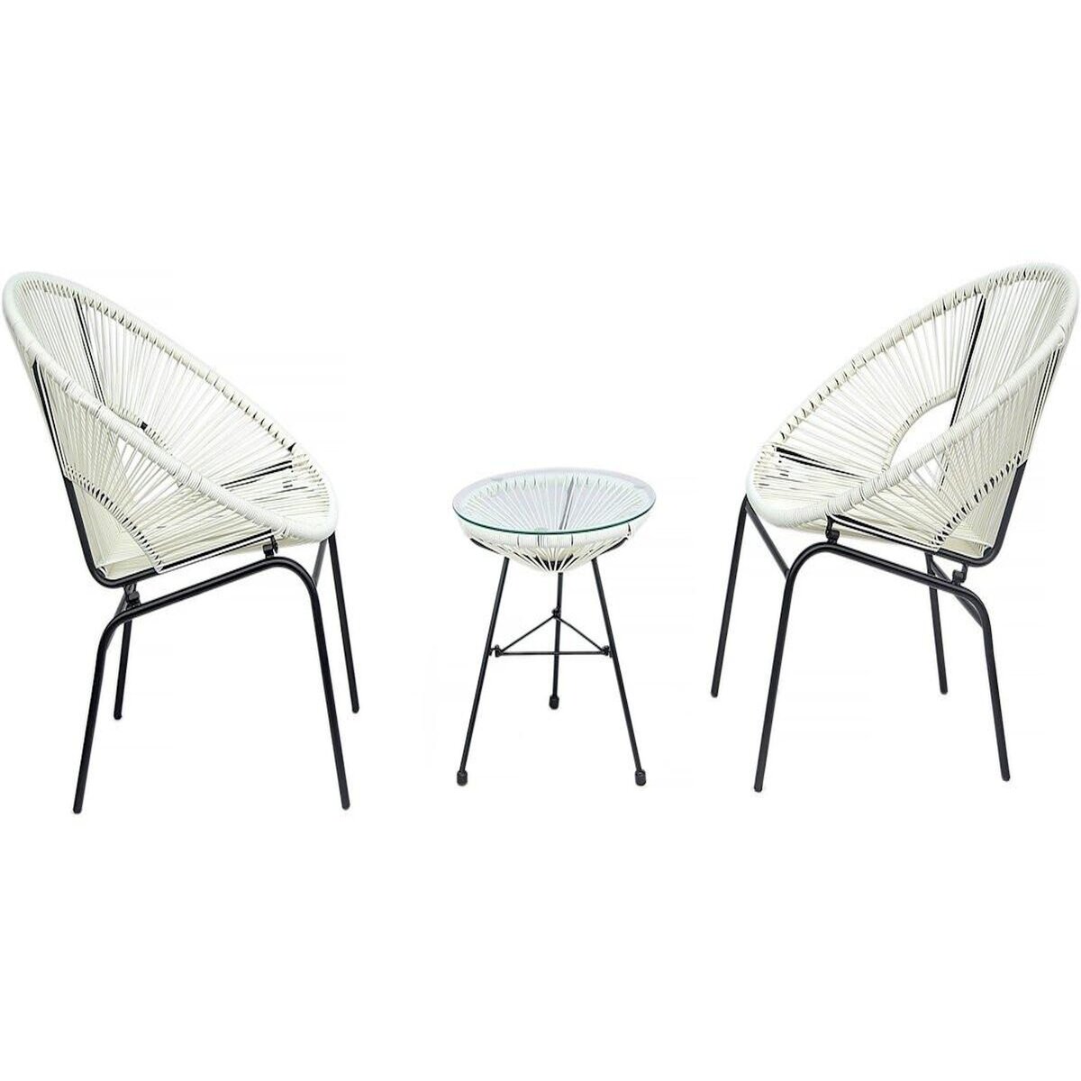 Habitat et Jardin Salon de jardin acapulco  Poli - 2 places - Blanc