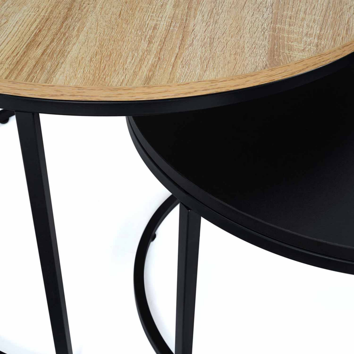 ID MARKET Lot de 2 tables basses gigognes BOSTON rondes 54/70 design industriel