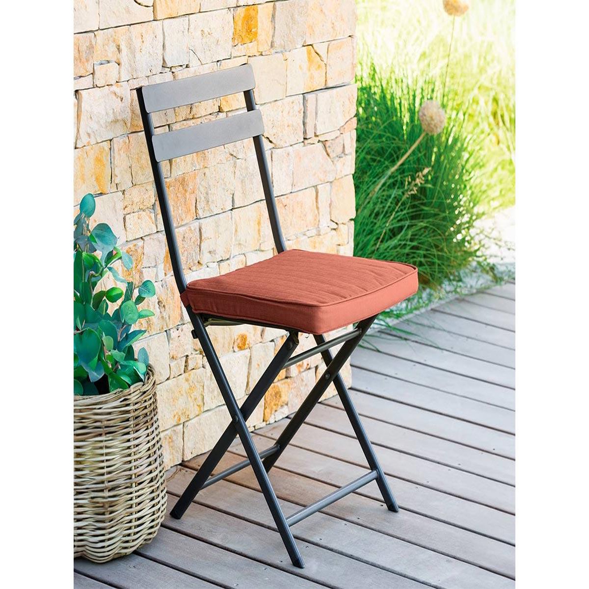 Voir la diapositive 2 : HESPERIDE Galette de chaise de jardin 40 x 40 cm Acajou - Hespéride