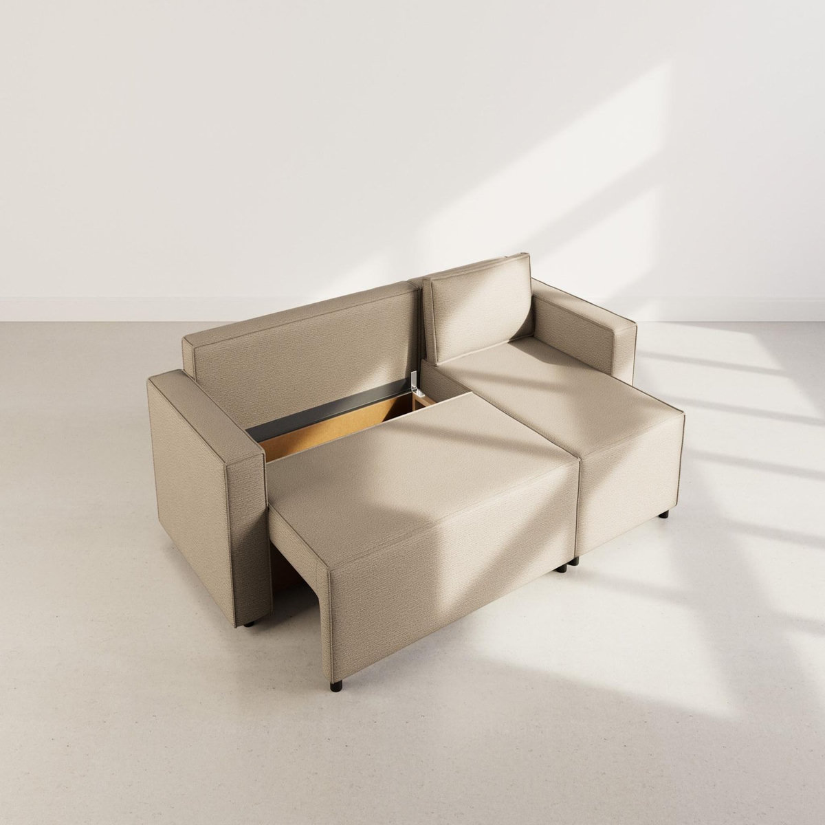 BEST MOBILIER Jonas - canapé d'angle réversible 4 places convertible avec coffre en tissu texturé