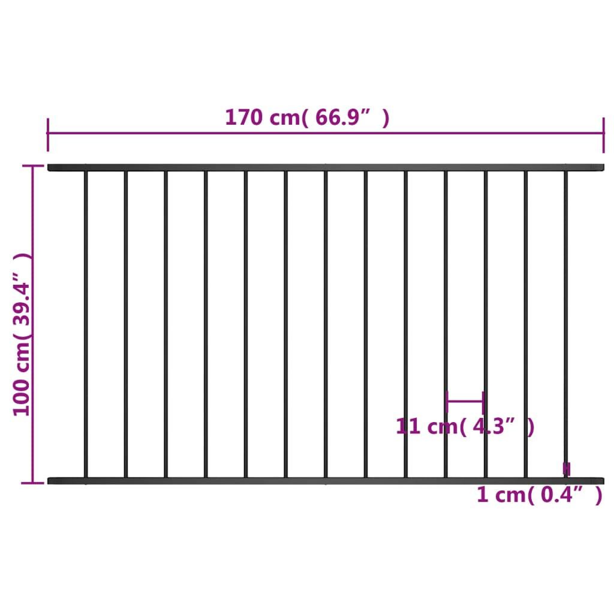 Voir la diapositive 4 : VIDAXL Panneau de cloture Acier enduit de poudre 1,7x1 m Noir