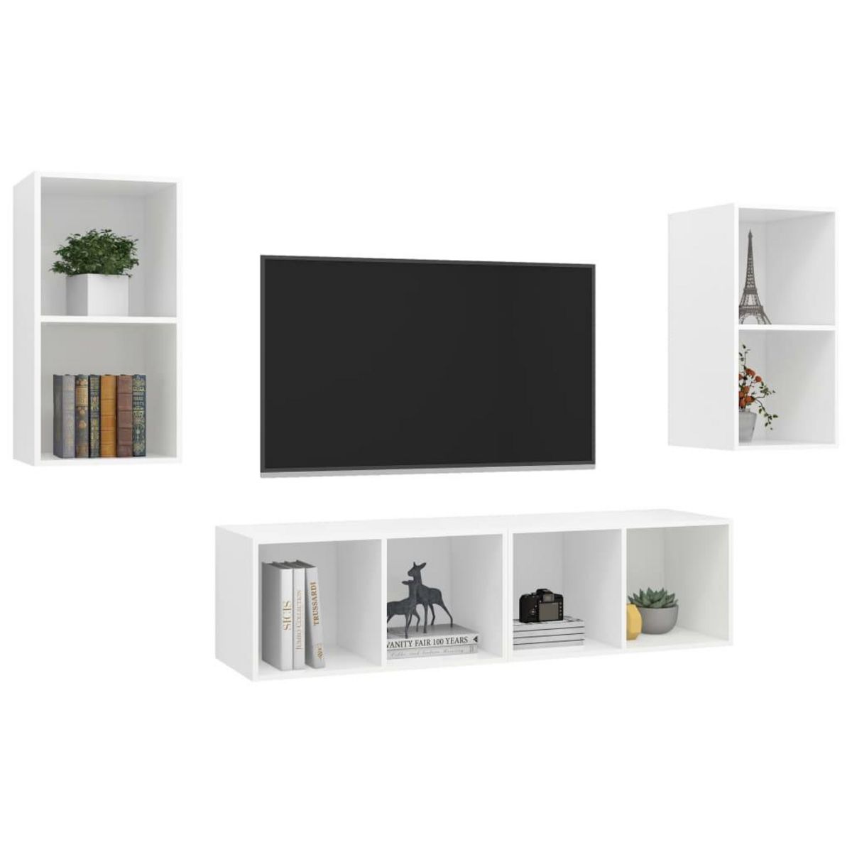 VIDAXL Meubles TV muraux 4 pcs Blanc Bois d'ingenierie