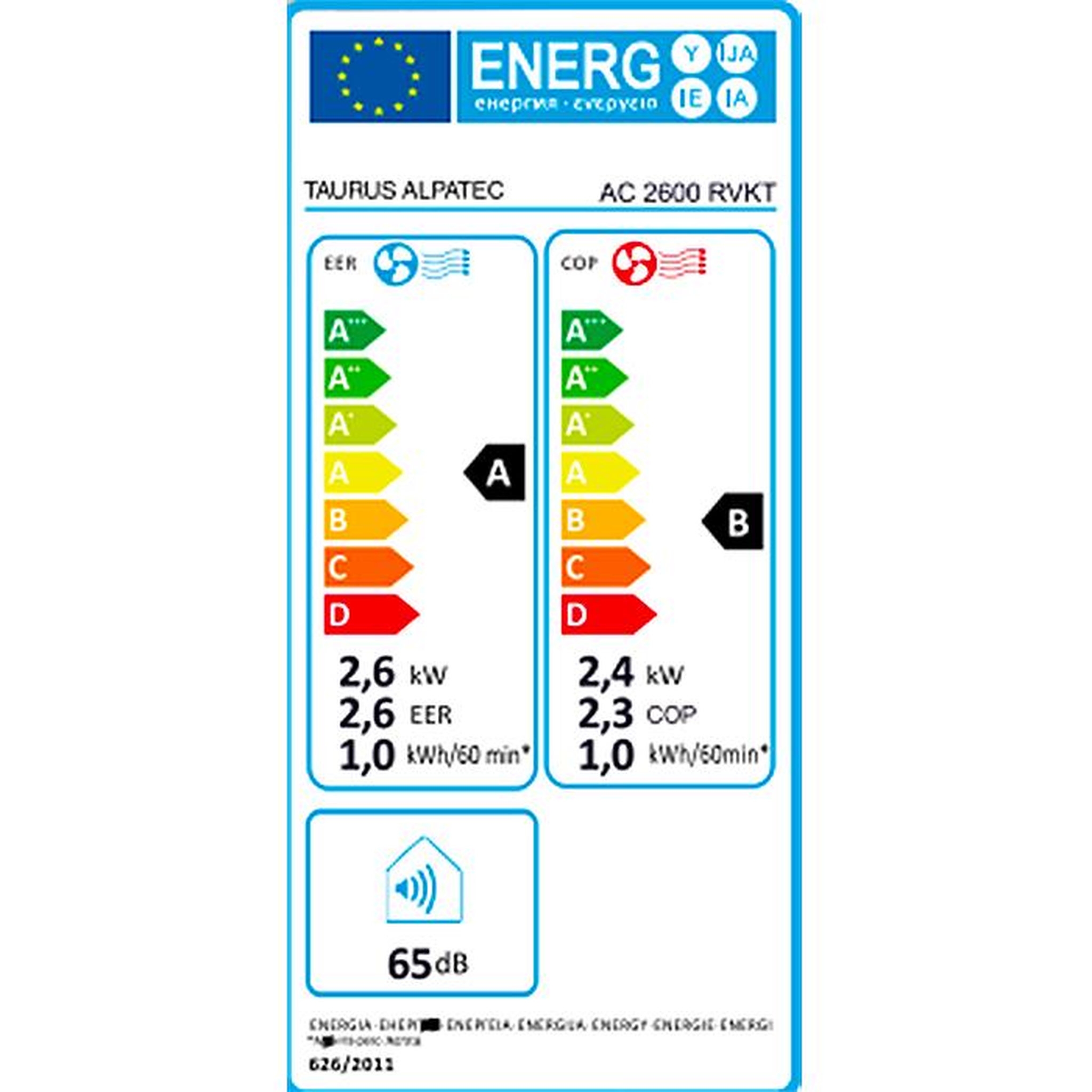 Voir la diapositive 2 : Taurus Alpatec Climatiseur mobile réversible 2600w 18m2 - AC2600RVKT