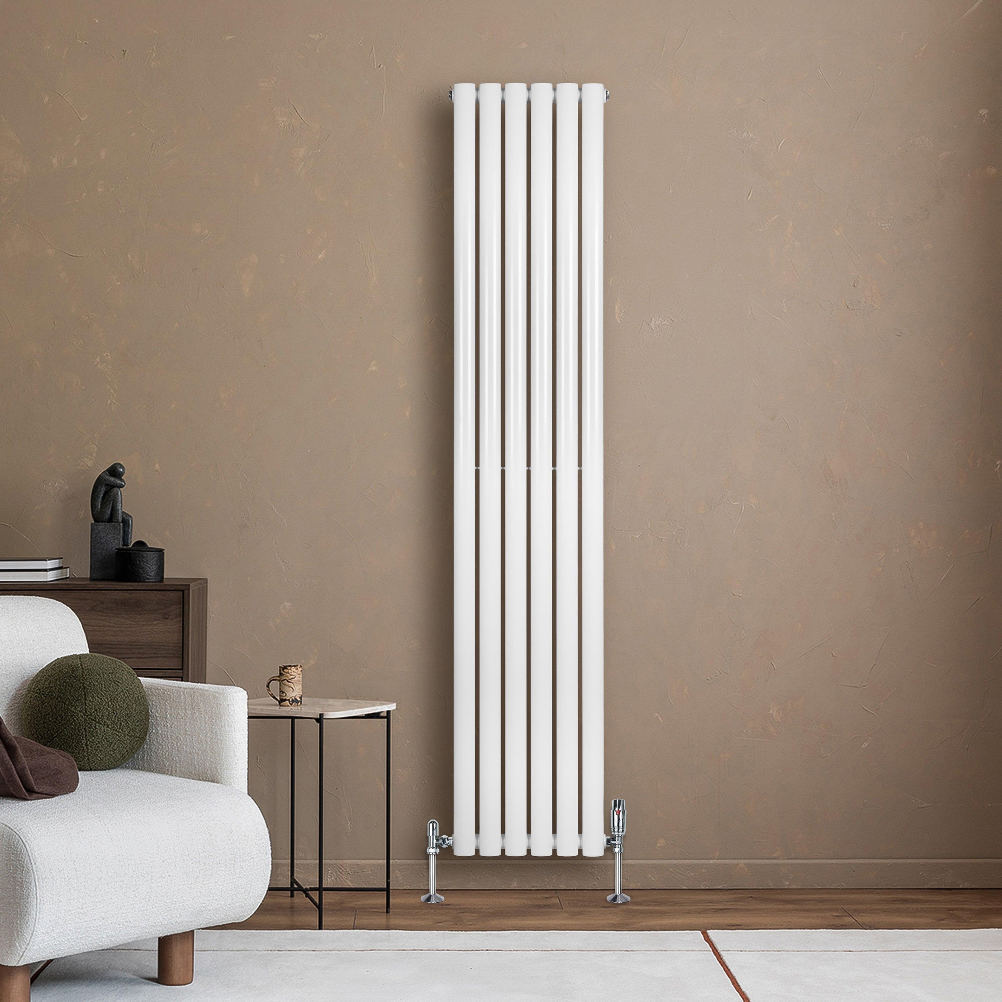 Voir la diapositive 4 : MONSTERSHOP Radiateur à colonnes ovales & vannes, 1 panneau - 1800 x 360 mm