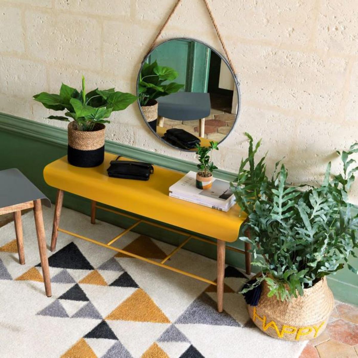 ATMOSPHERA Miroir à Suspendre en Métal  Rond  37cm Gris