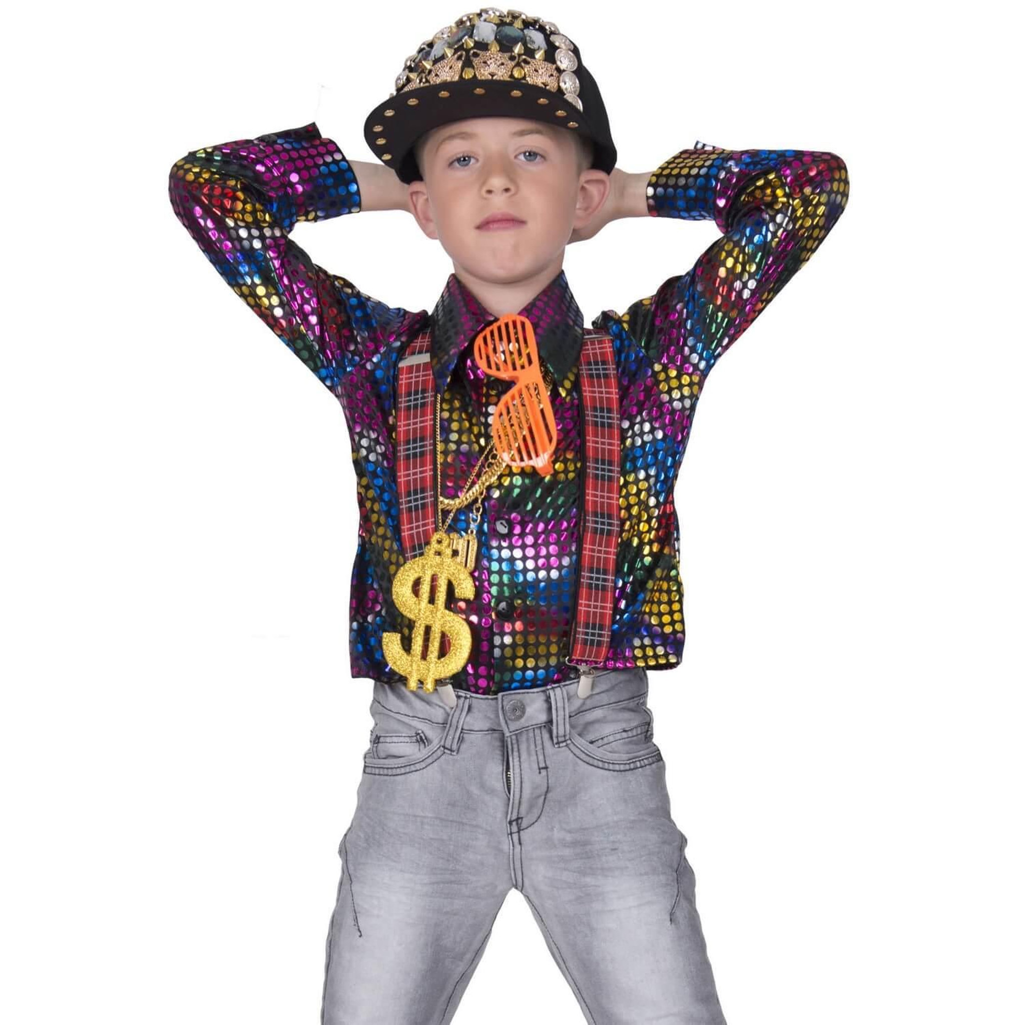 FUNNY FASHION Chemise disco arc-en-ciel - Garçon - 8/10 ans (128 à 140 cm)