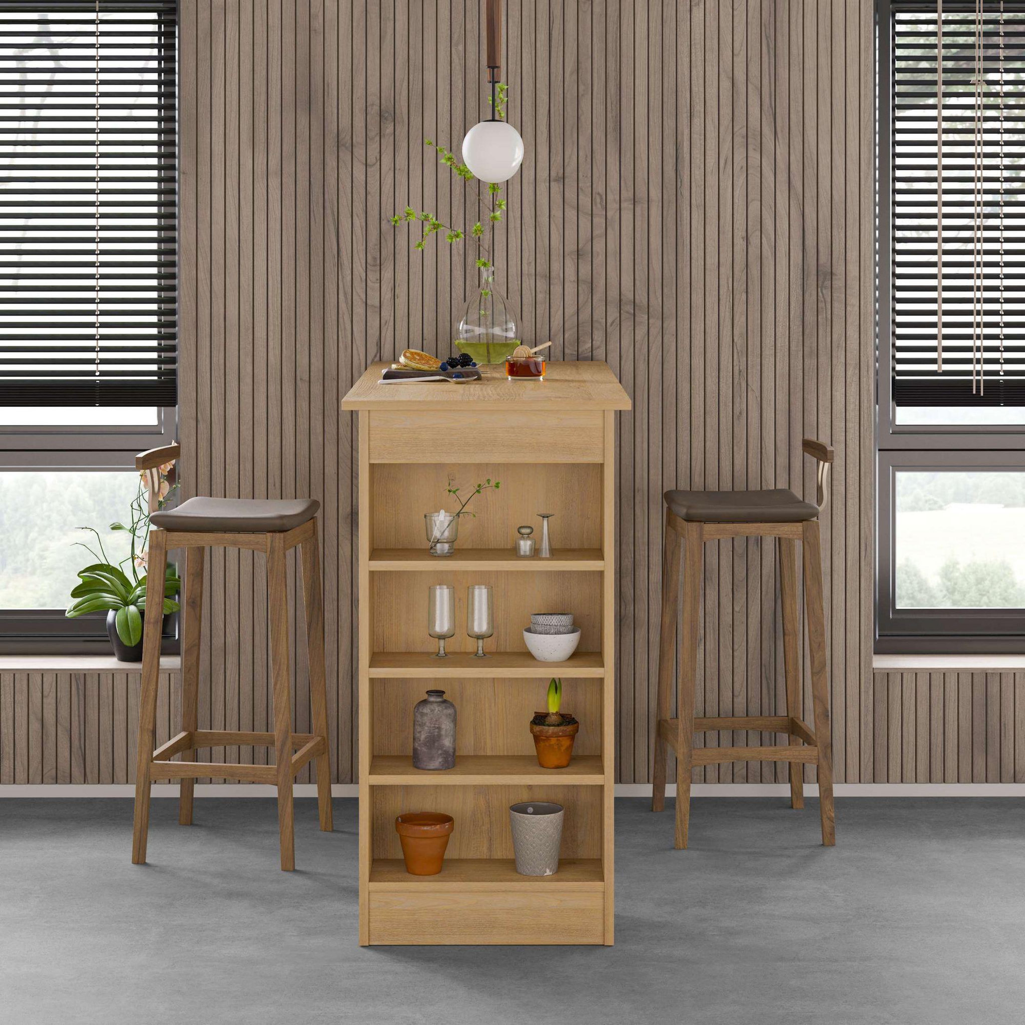 Voir la diapositive 3 : Habitat et Jardin Table de bar en bois  swallow  117 x 54 x 101,8 cm - chêne saphir