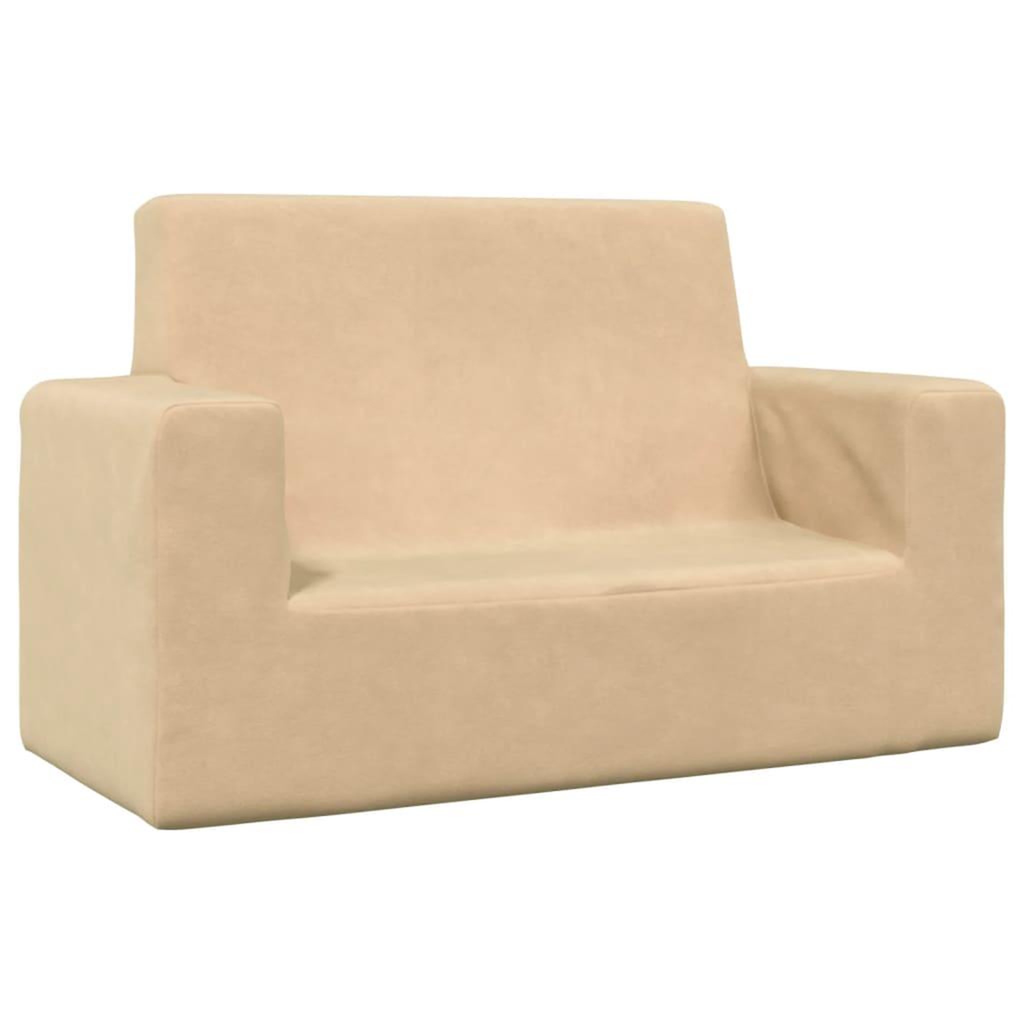 Voir la diapositive 2 : VIDAXL Canape pour enfants a 2 places Creme Peluche douce