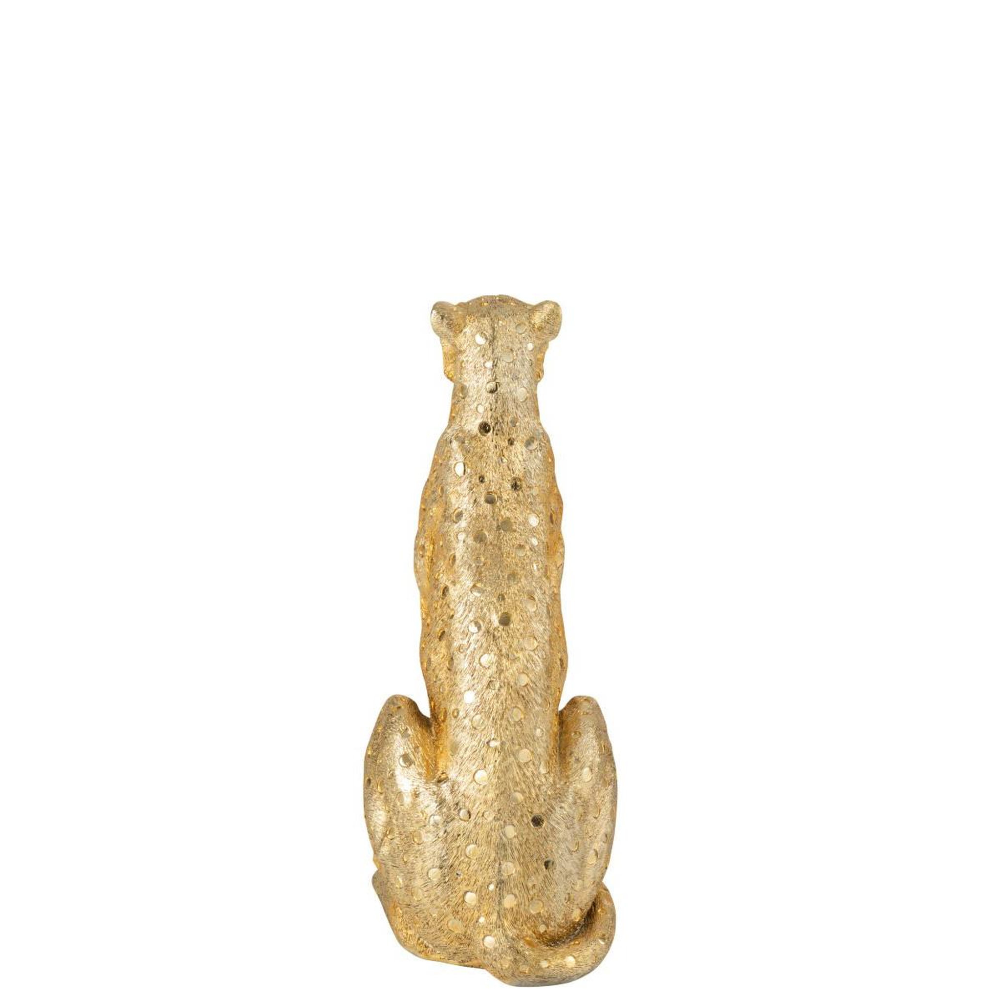 Voir la diapositive 5 : J-LINE Statue léopard assis  odis  60cm doré