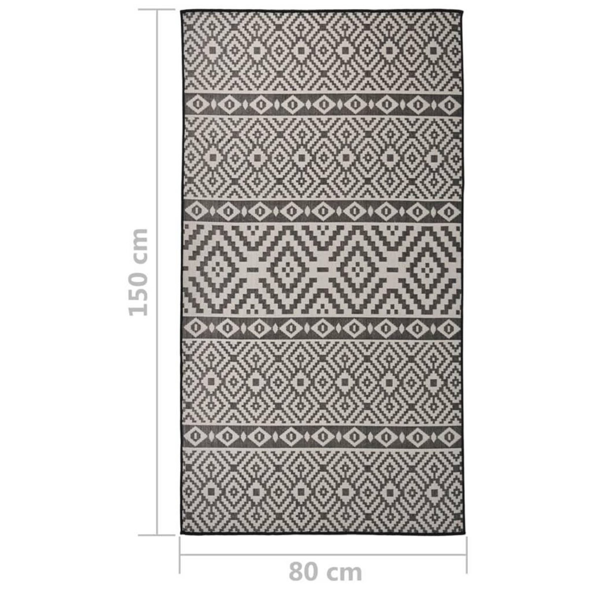 VIDAXL Tapis a tissage plat d'exterieur 80x150 cm Rayures noires