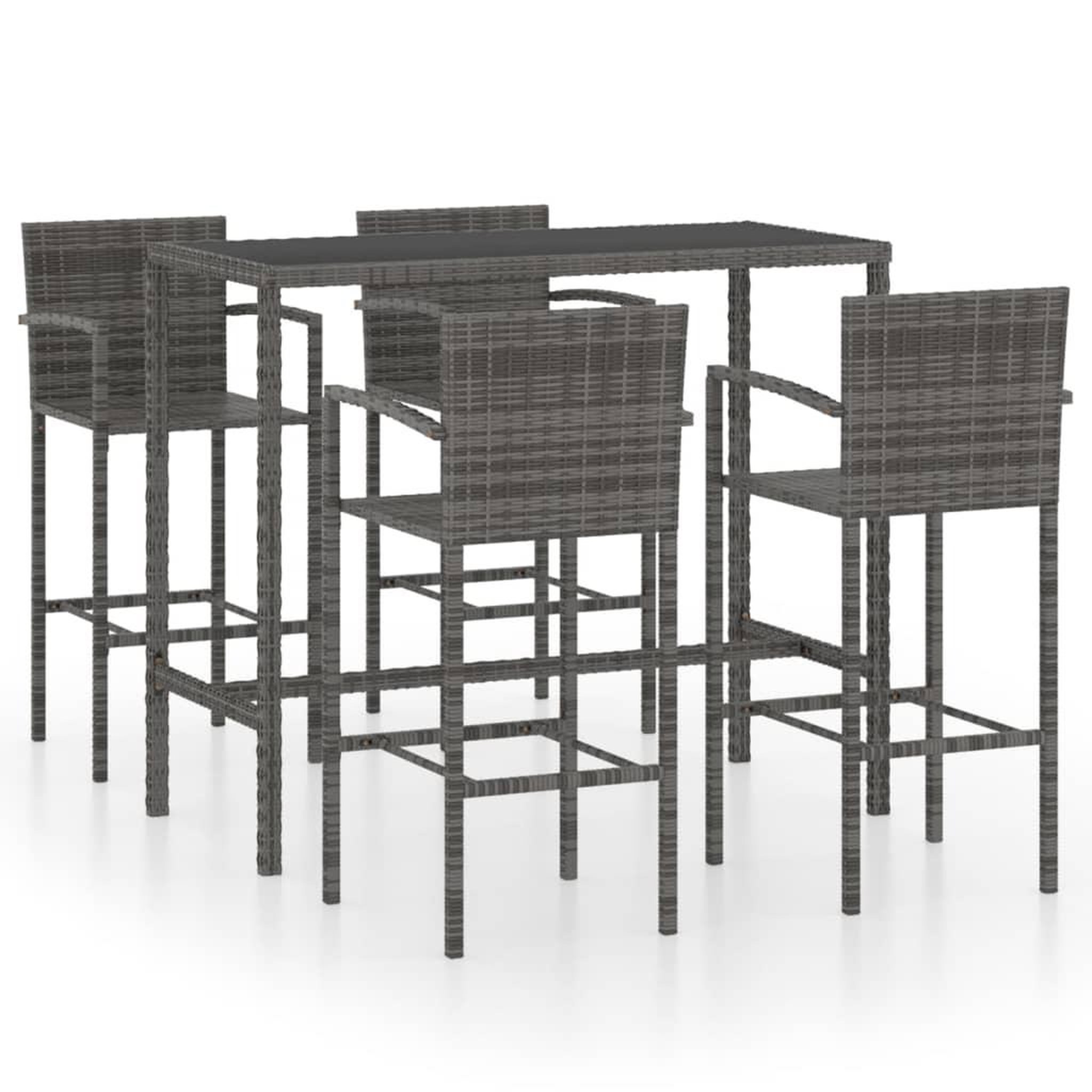 Voir la diapositive 2 : VIDAXL Ensemble de bar de jardin 5 pcs Resine tressee Gris