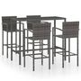 Voir la diapositive 2 : VIDAXL Ensemble de bar de jardin 5 pcs Resine tressee Gris
