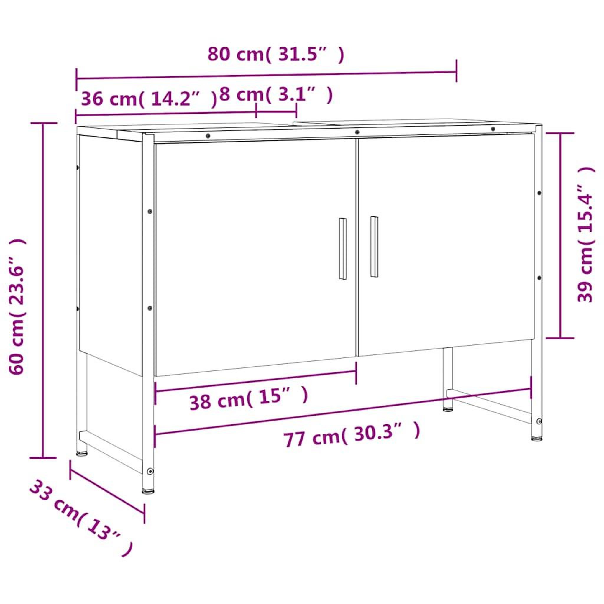 Voir la diapositive 6 : VIDAXL Armoire lavabo de salle de bain sonoma gris bois d'ingenierie