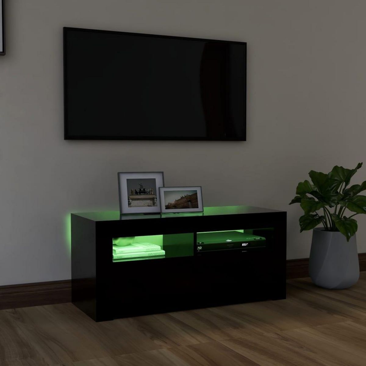 VIDAXL Meuble TV avec lumieres LED noir 90x35x40 cm