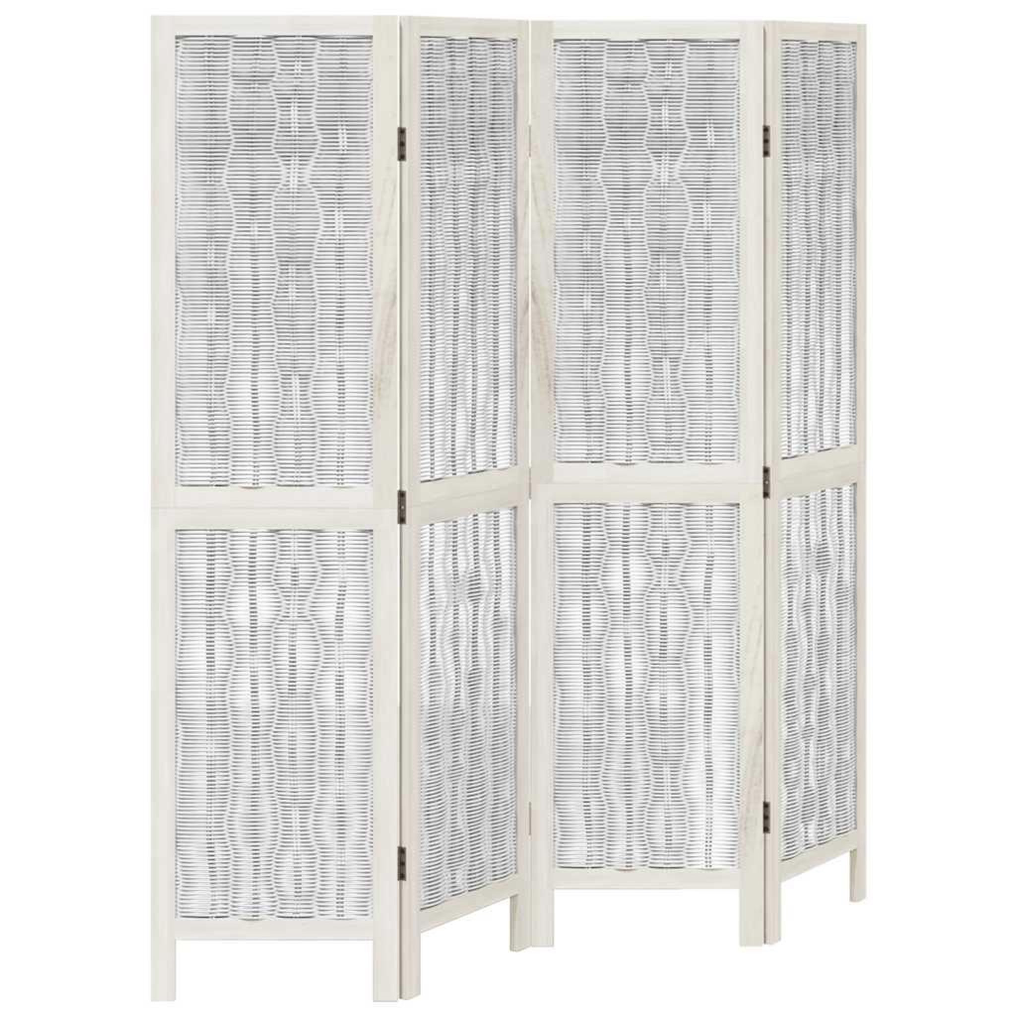 Voir la diapositive 2 : VIDAXL Cloison de separation 4 panneaux blanc bois de paulownia massif