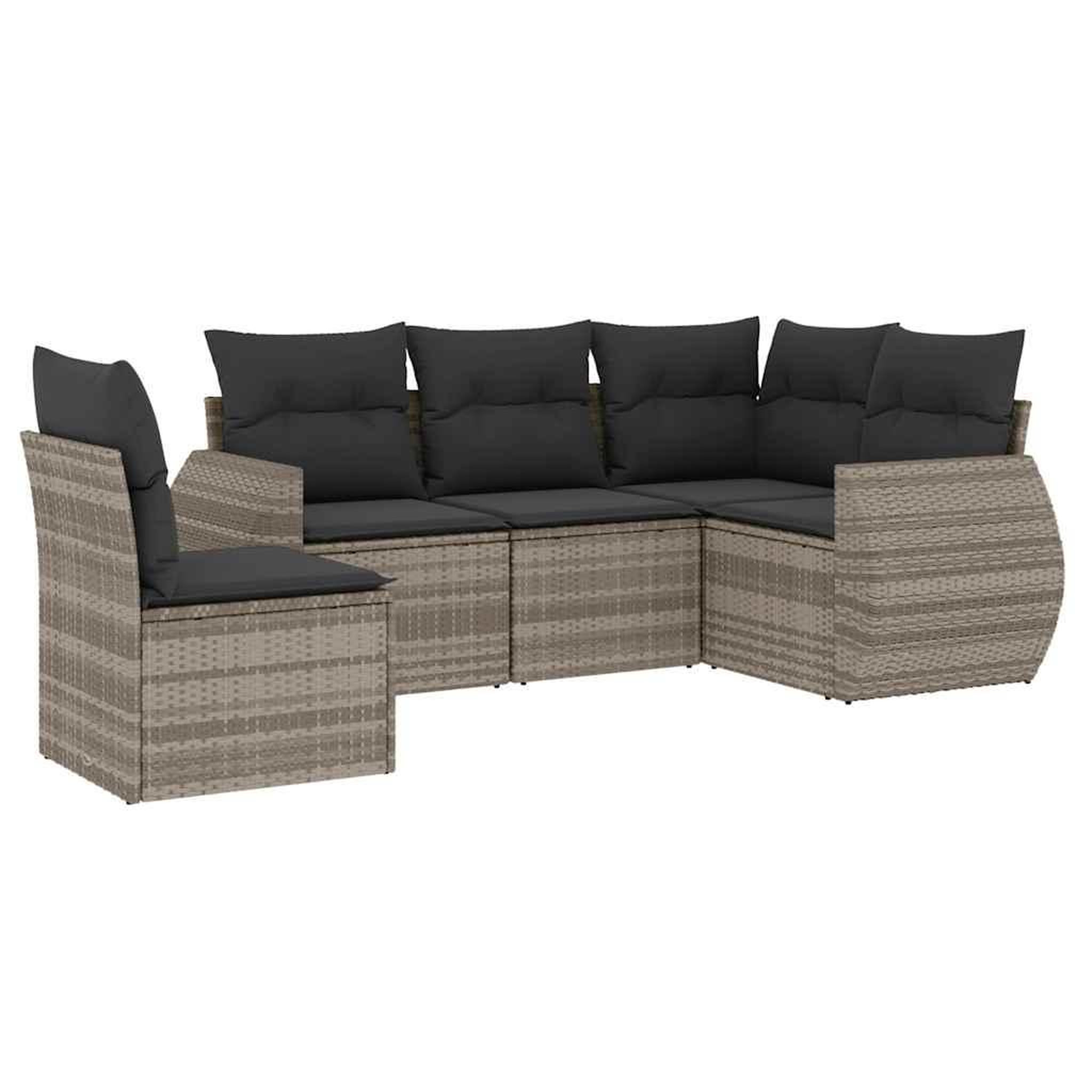 Voir la diapositive 2 : VIDAXL Salon de jardin 5 pcs avec coussins gris clair resine tressee