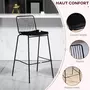 HOMCOM Lot de 2 chaises de bar design métal filaire avec coussin - confort et style industriel - parfait pour la cuisine ou le bar avec dossier et repose-pieds - noir