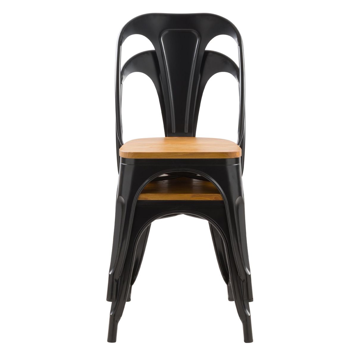 Rendez vous déco Lot de 2 chaises en métal noir et bois d'orme - Yoanna