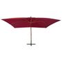 Voir la diapositive 2 : VIDAXL Parasol de jardin en porte-a-faux et mat en bois rouge bordeaux