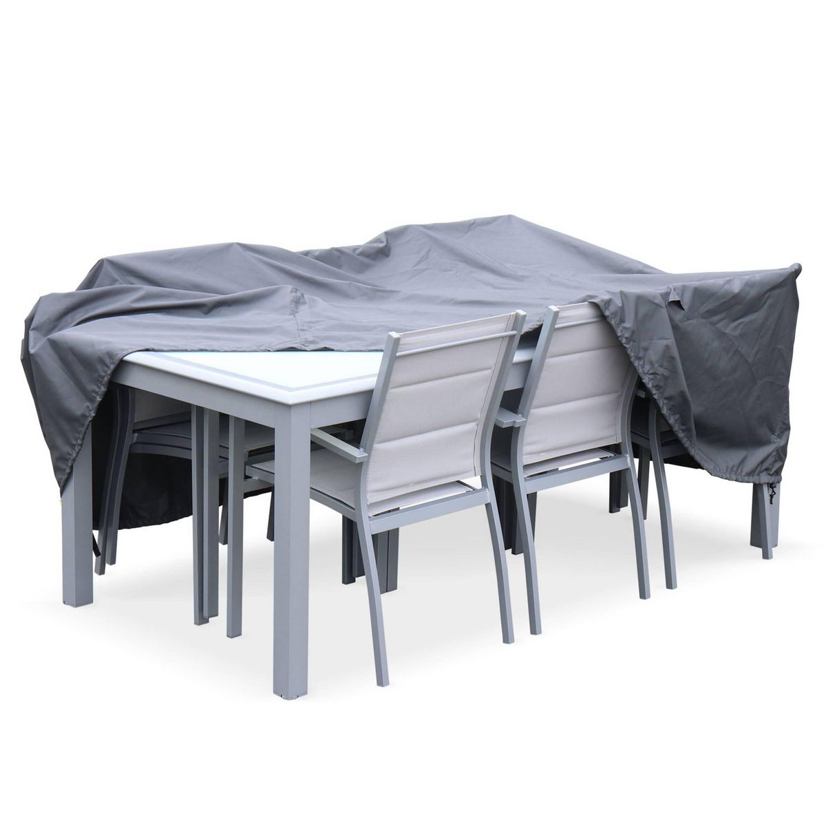 SWEEEK Housse de protection 202x124cm gris foncé - Bâche rectangulaire en polyester enduit PA pour table de jardin Philadelphie ou Capua 180