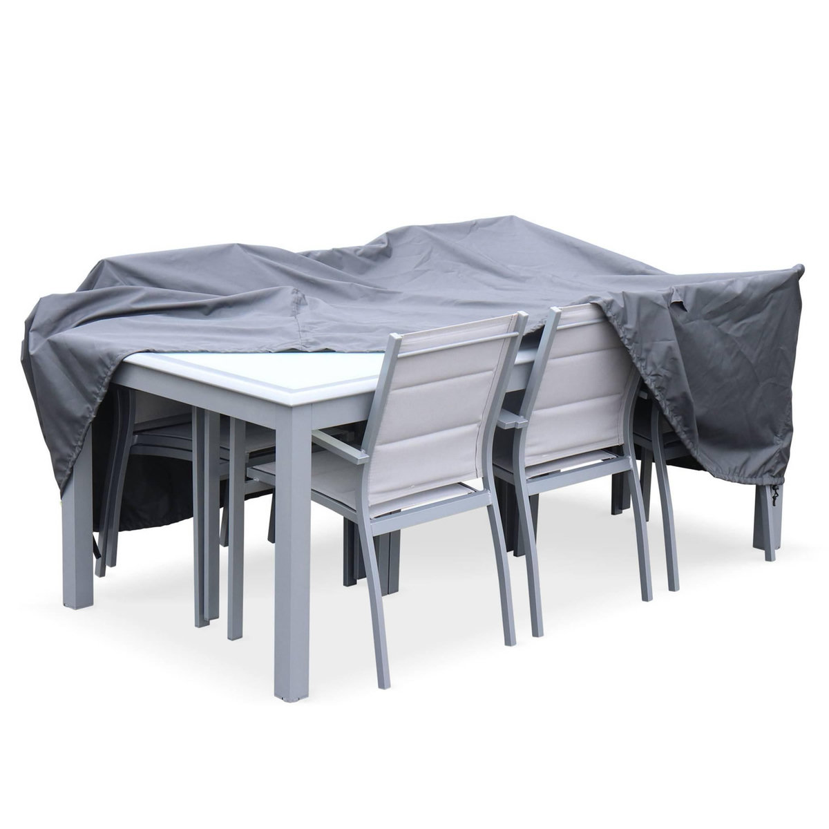SWEEEK Housse de protection 202x124cm gris foncé - Bâche rectangulaire en polyester enduit PA pour table de jardin Philadelphie ou Capua 180